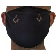 Wearing Masonic facemask - front view